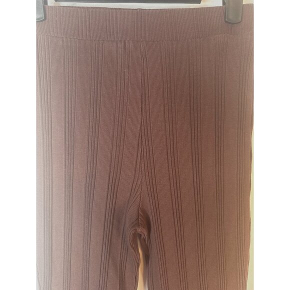 2/$30 ZARA Medium Womens Brown Ribbed Flare Pants - Picture 9 of 13